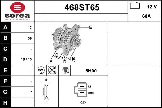 STARTCAR 468ST65 - Генератор mashina-shop.ru