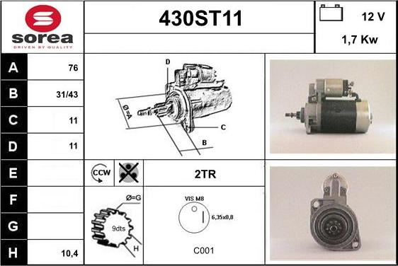 STARTCAR 430ST11 - Стартер mashina-shop.ru