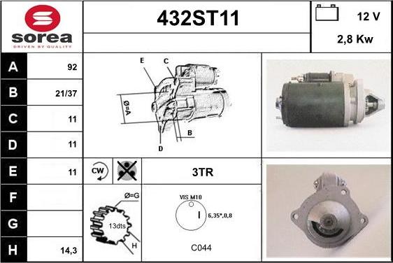 STARTCAR 432ST11 - Стартер mashina-shop.ru