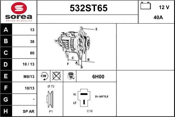 STARTCAR 532ST65 - Генератор mashina-shop.ru