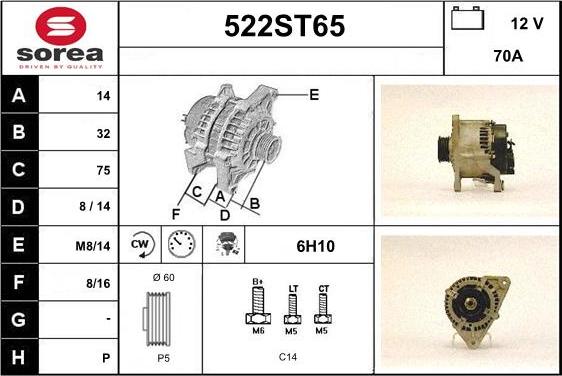 STARTCAR 522ST65 - Генератор mashina-shop.ru