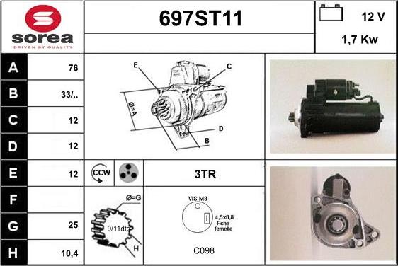 STARTCAR 697ST11 - Стартер mashina-shop.ru