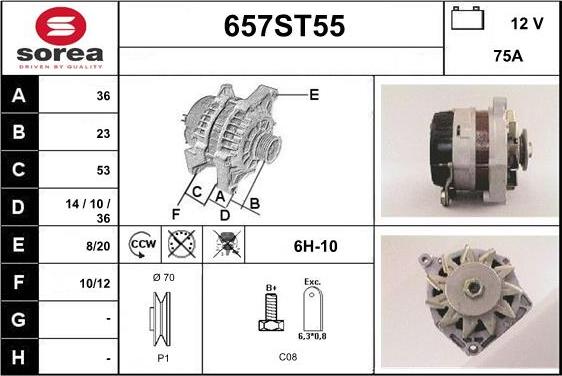 STARTCAR 657ST55 - Генератор mashina-shop.ru