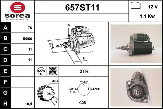 STARTCAR 657ST11 - Стартер mashina-shop.ru