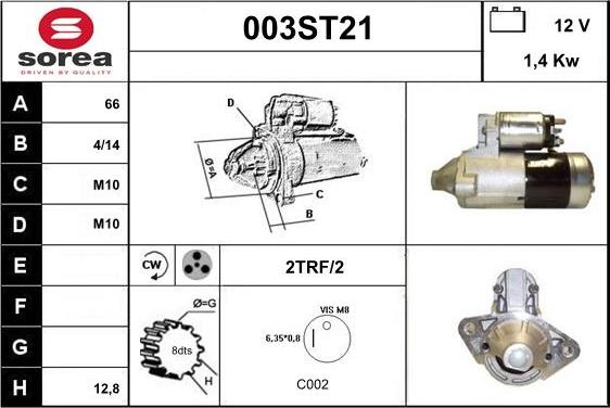 STARTCAR 003ST21 - Стартер mashina-shop.ru