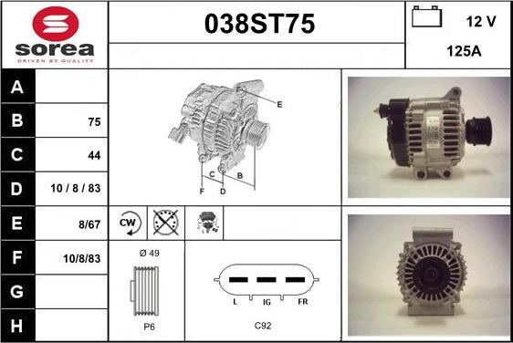 STARTCAR 038ST75 - Генератор mashina-shop.ru