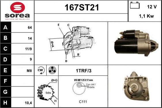 STARTCAR 167ST21 - Стартер mashina-shop.ru