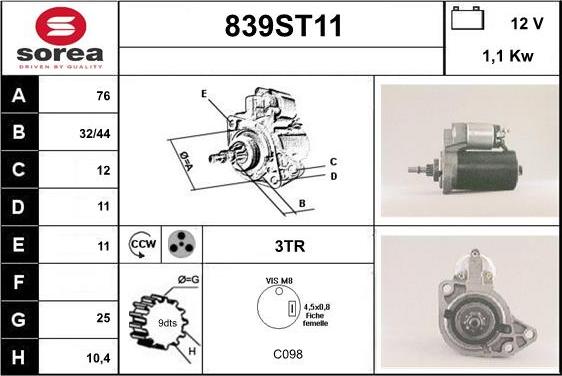 STARTCAR 839ST11 - Стартер mashina-shop.ru