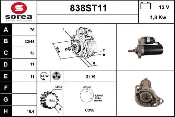 STARTCAR 838ST11 - Стартер mashina-shop.ru