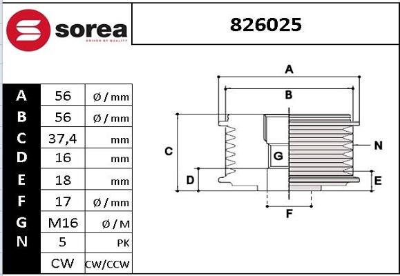 STARTCAR 826025 - Шкив генератора, муфта mashina-shop.ru