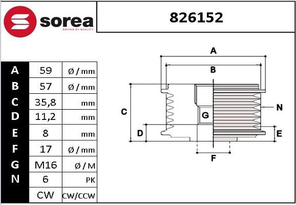 STARTCAR 826152 - Шкив генератора, муфта mashina-shop.ru