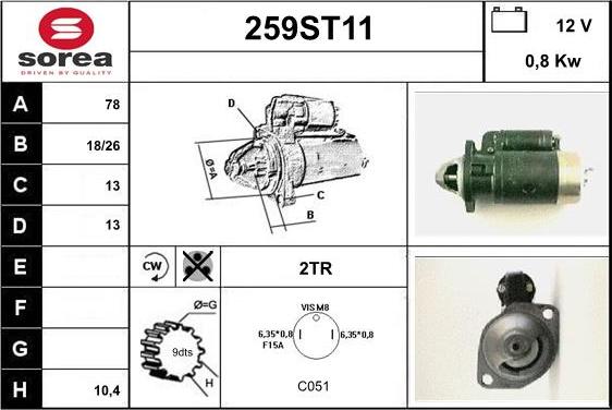 STARTCAR 259ST11 - Стартер mashina-shop.ru