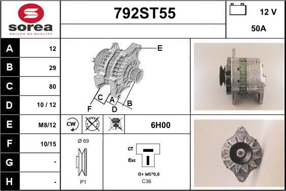 STARTCAR 792ST55 - Генератор mashina-shop.ru