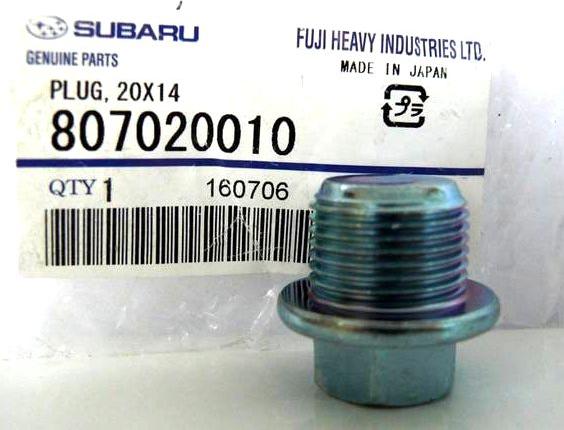 Subaru 807020010 - Резьбовая пробка, масляный поддон mashina-shop.ru