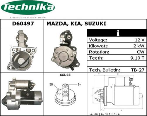 Technika D60497 - Стартер mashina-shop.ru