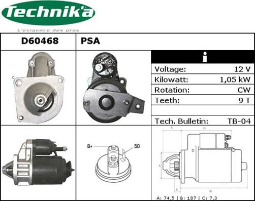 Technika D60468 - Стартер mashina-shop.ru