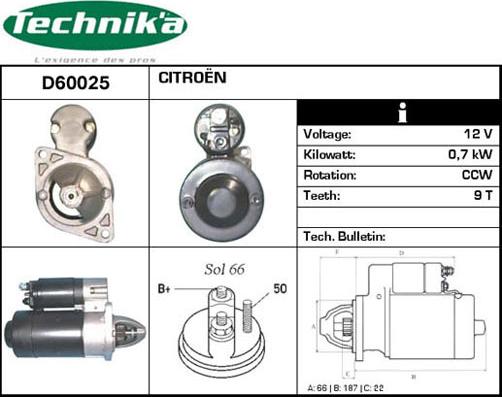 Technika D60025 - Стартер mashina-shop.ru