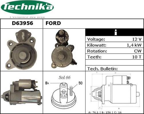 Technika D63956 - Стартер mashina-shop.ru