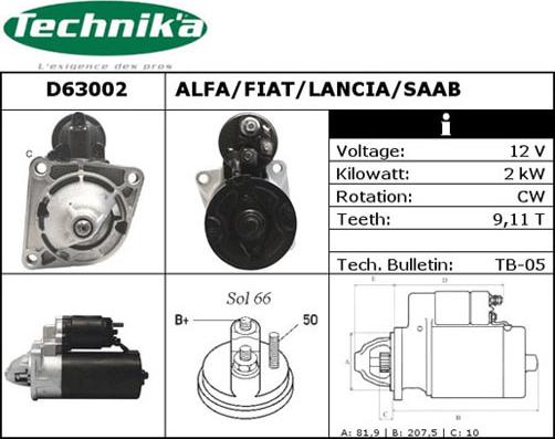 Technika D63002 - Стартер mashina-shop.ru