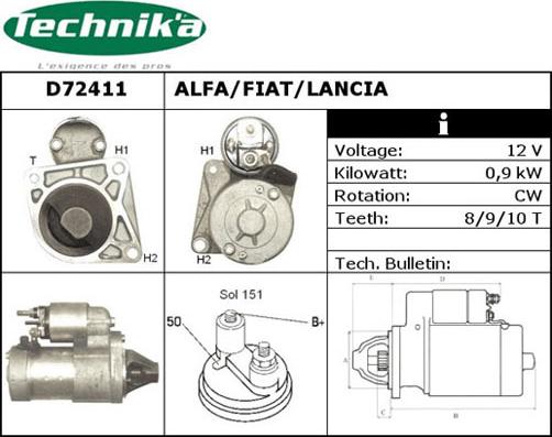 Technika D72411 - Стартер mashina-shop.ru