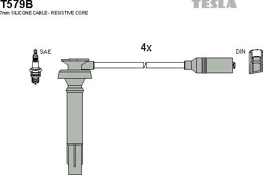 TESLA T579B - Комплект проводов зажигания mashina-shop.ru