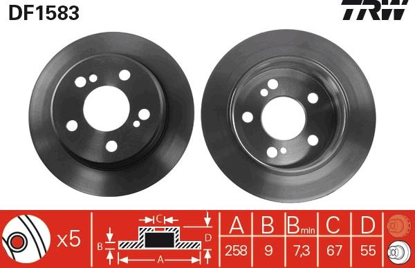 TRW DF1583 - Тормозной диск mashina-shop.ru