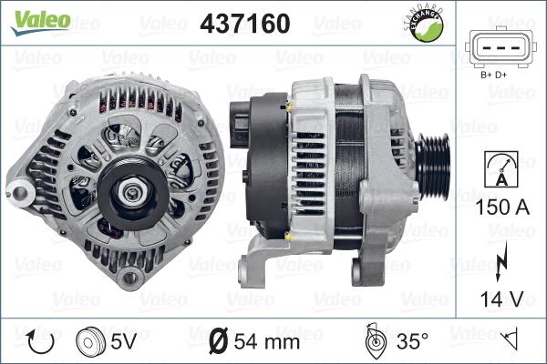 Valeo 437160 - Генератор mashina-shop.ru