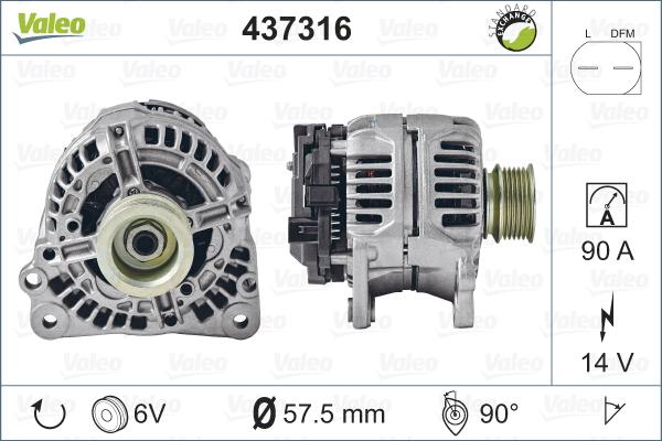 Valeo 437316 - Генератор mashina-shop.ru