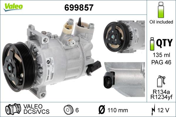 Valeo 699857 - Компрессор кондиционера mashina-shop.ru