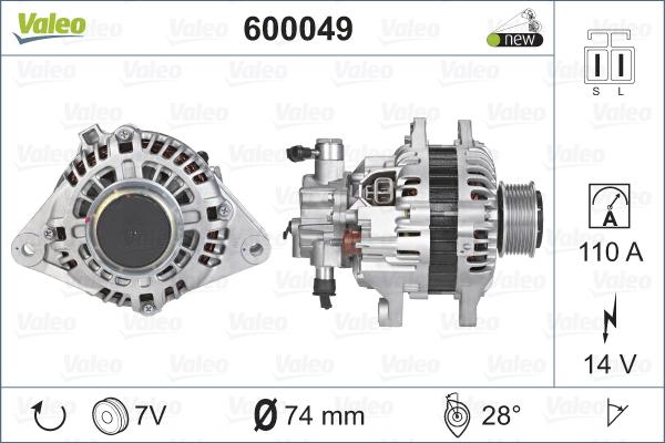 Valeo 600049 - Генератор mashina-shop.ru