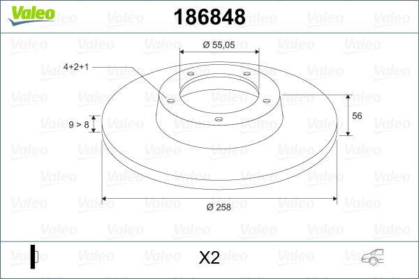 Valeo 186848 - Тормозной диск mashina-shop.ru