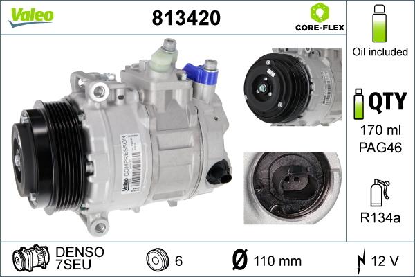 Valeo 813420 - Компрессор кондиционера mashina-shop.ru