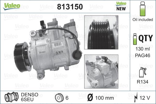 Valeo 813150 - Компрессор кондиционера mashina-shop.ru