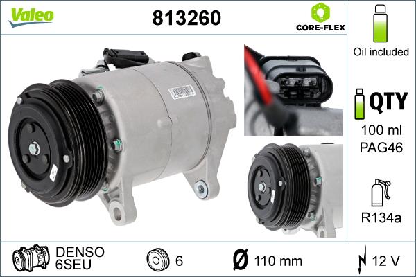 Valeo 813260 - Компрессор кондиционера mashina-shop.ru