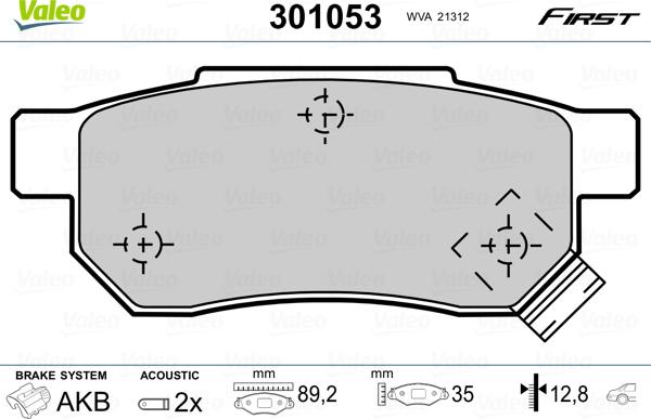 Valeo 301053 - Тормозные колодки, дисковые, комплект mashina-shop.ru