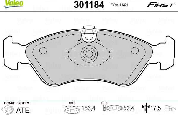 Valeo 301184 - Тормозные колодки, дисковые, комплект mashina-shop.ru