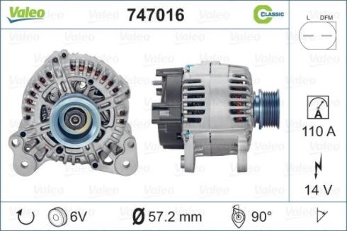 Valeo 747016 - Генератор mashina-shop.ru