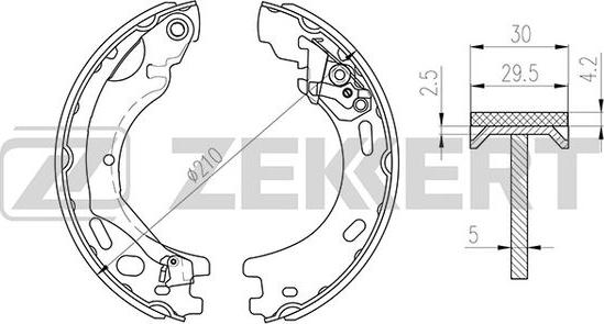 Zekkert BK-4312 - Комплект тормозных колодок, барабанные mashina-shop.ru