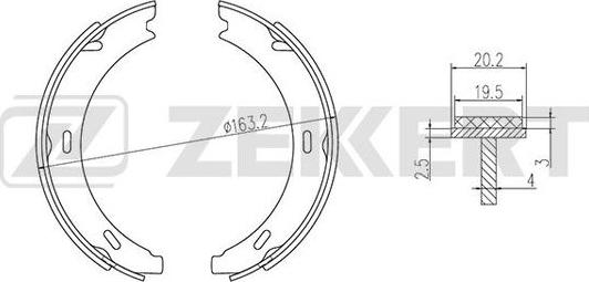 Zekkert BK-4336 - Комплект тормозных колодок, барабанные mashina-shop.ru