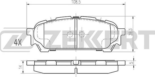 Zekkert BS-1223 - Тормозные колодки, дисковые, комплект mashina-shop.ru